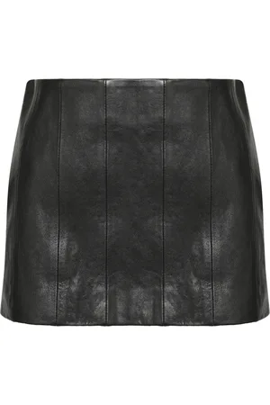 Khaite Leather Skirts, female, , Size: M Leather Mini Skirt with Invisible Zipper