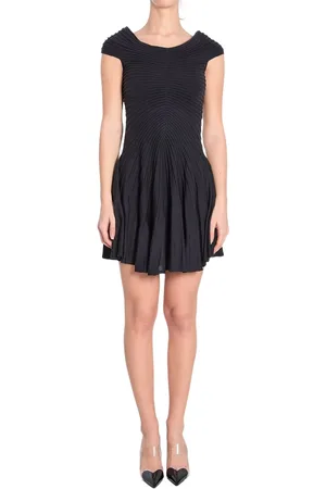 Alaïa Short Dresses, female, , Size: S Boat Neck Knit Dress in Anthracite
