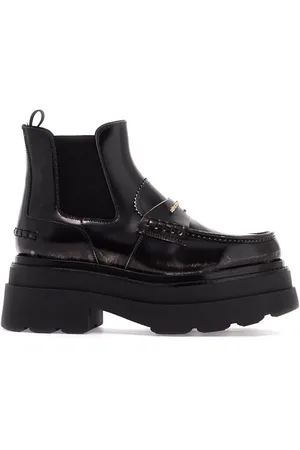 Alexander Wang Chelsea Boots, female, , Size: 10 US Glossy Leather Ankle Boots with Platform