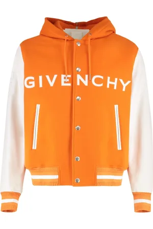 Givenchy Zip-throughs, male, , Size: L Wool Leather Bomber Jacket Hooded Ribbed