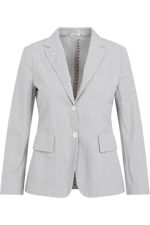 Thom Browne Blazers, female, , Size: 2XS Grey Striped Cotton Jacket