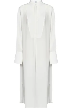 Alexander McQueen Maxi Dresses, female, , Size: S Elegant Ivory Silk Georgette Midi Dress