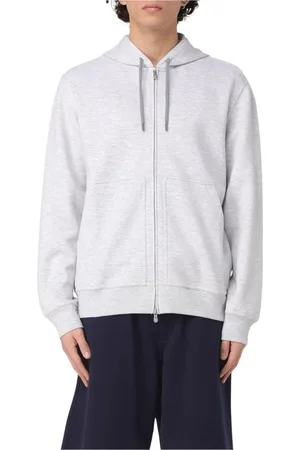 Brunello Cucinelli Zip-throughs, male, , Size: M Grey Zip-Up Hoodie Sweatshirt