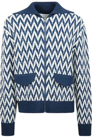 Lanvin Cardigans, male, , Size: L Zigzag Knit Cardigan