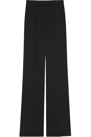 Saint Laurent Wide Trousers, female, , Size: M Luxurious Wide-Leg Leather Trousers