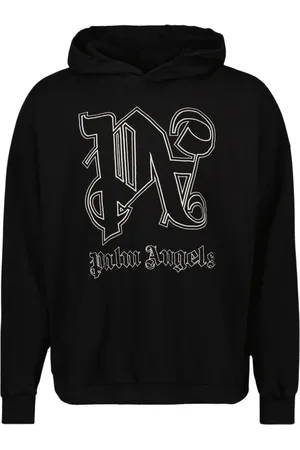 Palm Angels Hoodies, male, , Size: S Monogram Hoodie Oversize Embroidered Logo