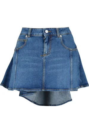 Alexander McQueen Denim Skirts, female, , Size: XS Denim Mini Skirt Ruffled Finish