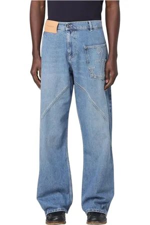 J.W.Anderson Wide Jeans, male, , Size: W34 Wide Leg Anchor Patch Jeans