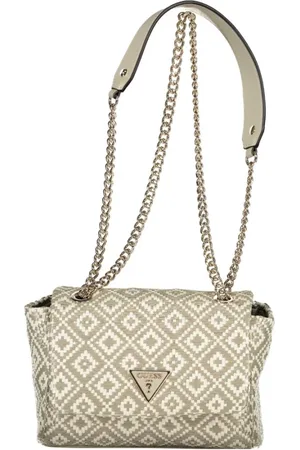 Guess Shoulder Bags, female, , Size: ONE SIZE Gray Polyethylene Chain Shoulder Handbag