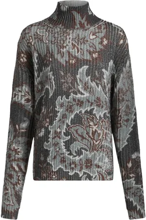 Etro Turtlenecks, female, , Size: XS Blue Paisley Pattern Wool Sweater