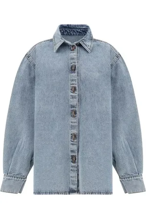 MAGDA BUTRYM Denim Shirts, female, , Size: S Vintage Cotton Denim Flared Hem Shirt