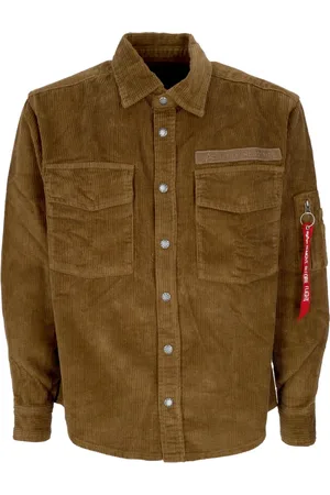 Alpha Industries Light Jackets, male, , Size: M Cord Overshirt Sand Long Sleeve Shirt
