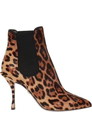 Dolce & Gabbana Heeled Boots, female, , Size: 9 1/2 US Leopard-Print Heeled Ankle Boots