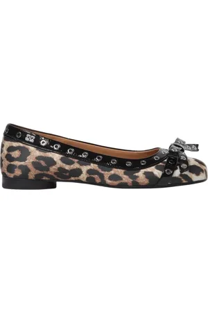Ganni Ballerinas, female, , Size: 10 US Leopard Print Ballerina Flats with Bow