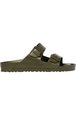 Birkenstock Sliders, male, , Size: 12 US Comfortable Slide Sandals in Khaki