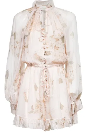 ZIMMERMANN Short Dresses, female, , Size: L Hydrangea Print Ruffled Blouse