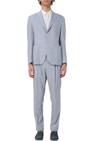ELEVENTY Single Breasted Suits, male, , Size: 2XL Slim Fit Linen Suit Notch Lapel