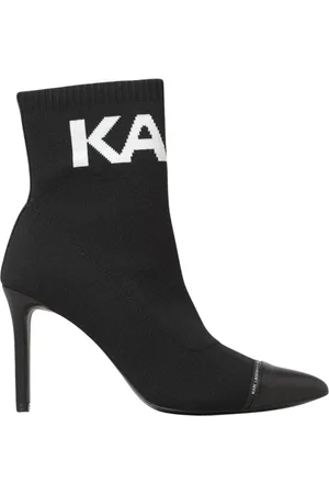 Karl Lagerfeld Heeled Boots, female, , Size: 7 US Knit Sock Boots Pointed Toe