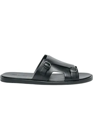 santoni Sliders, male, , Size: 8 1/2 US Leather Buckle Sandals
