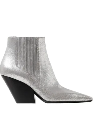 Casadei Cowboy Boots, female, , Size: 8 1/2 US Silver Metallic Ankle Boots
