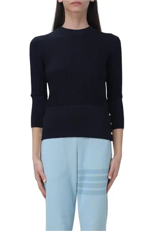 Thom Browne Round-neck Knitwear, female, , Size: M Ribbed Knit Pullover Sweater