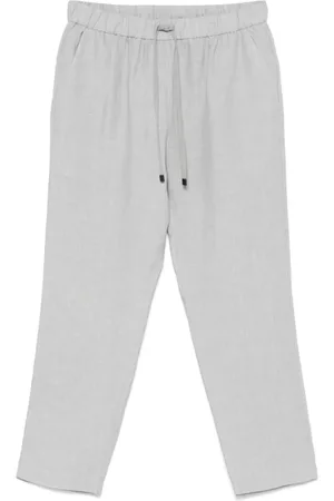 LE TRICOT PERUGIA Straight Trousers, female, , Size: M Light Grey Cotton Trousers with Drawstring