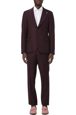 Manuel Ritz Single Breasted Suits, male, , Size: M Burgundy Two-Piece Suit