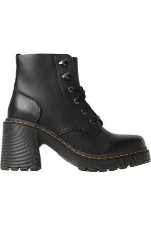 Dr. Martens Heeled Boots, female, , Size: 9 US Chunky Heel Leather Ankle Boots