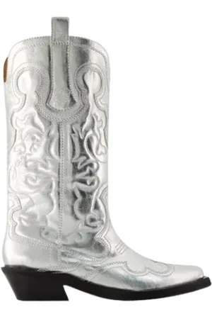 Ganni Cowboy Boots, female, , Size: 8 US Leather boots