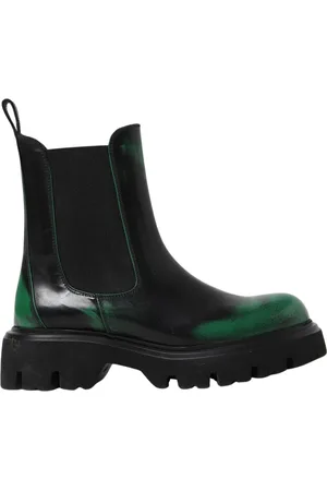 Msgm Chelsea Boots, female, , Size: 11 US Green Leather Chelsea Boots Stylish