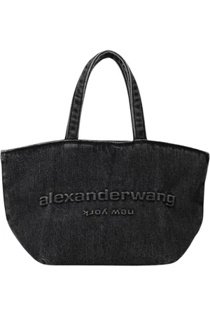 Alexander Wang Handbags, female, , Size: ONE SIZE Grey Denim Tote with Embossed Logo