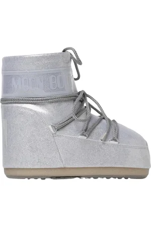 Moon Boot Winter Boots, female, , Size: 6 US Silver Glitter Winter Ankle Boots