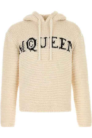 Alexander McQueen Hoodies, male, , Size: S Ivory Cotton Sweatshirt