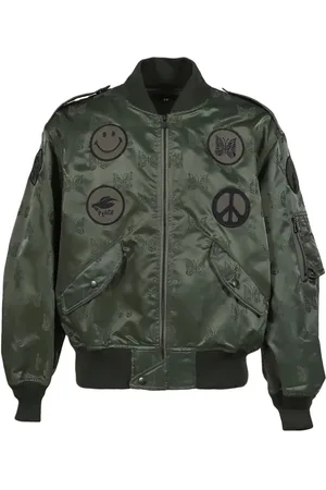 Pins & Needles Bomber Jackets, male, , Size: L Olive Butterfly Print Jacket