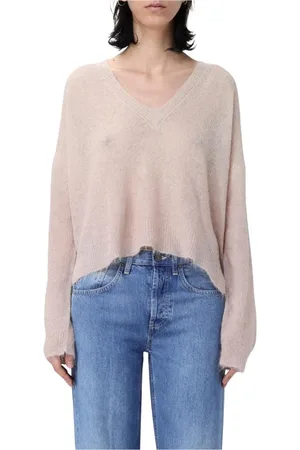 Dondup V-neck Knitwear, female, , Size: 2XS Mohair V-Neck Knit Sweater