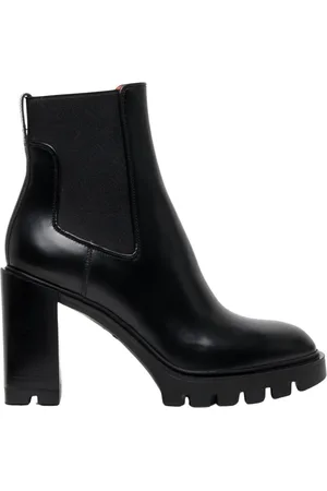 santoni Heeled Boots, female, , Size: 9 US Leather Block Heel Ankle Boots