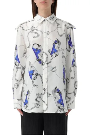 Burberry Shirts, female, , Size: XS Silk Chain Print Blouse