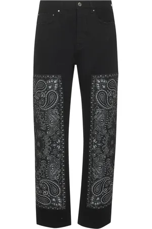 AMIRI Straight Jeans, male, , Size: W34 Straight Leg Jeans with Bandana Panels