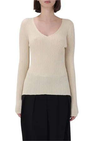 THEORY V-neck Knitwear, female, , Size: M Ribbed Knit V-Neck Sweater