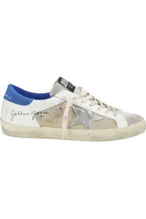Golden Goose Sneakers, male, , Size: 10 US Leather Super-Star Sneakers with Mesh Inserts