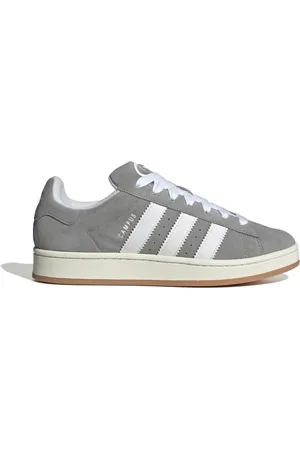 adidas Sneakers, male, , Size: 9 2/3 US Grey Leather Sneakers Lace-Up Rubber Sole