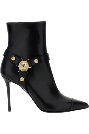 Balmain Heeled Boots, female, , Size: 8 US Leather Ankle Boots with Buckle
