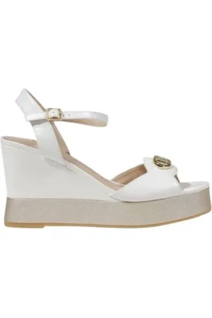 Liu Jo Wedges, female, , Size: 10 US Cream Leather Sandal for Women