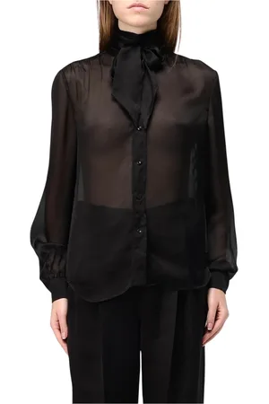 Saint Laurent Blouses, female, , Size: M Silk High Neck Blouse