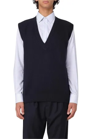 BARENA Sleeveless Knitwear, male, , Size: L Ribbed Knit V-Neck Sweater Vest