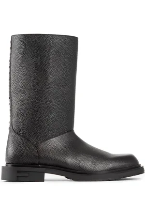 Fendi Ankle Boots, male, , Size: 8 US Leather Frame Boots with Block Heel