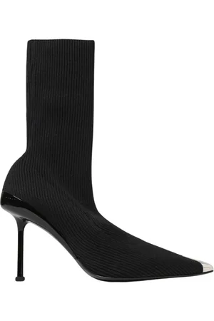 Alexander McQueen Heeled Boots, female, , Size: 8 US Ribbed Knit Ankle Boots