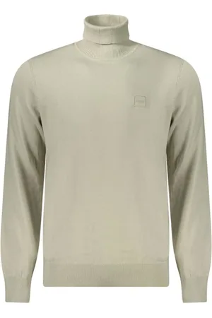 HUGO BOSS Turtlenecks, male, , Size: L Soft Cotton Turtleneck Sweater with Embroidery