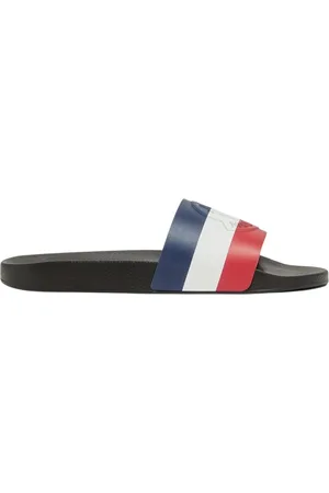Moncler Sliders, male, , Size: 6 US White Tricolour Slides Casual Footwear