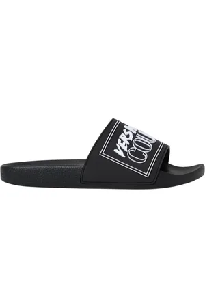 VERSACE Sliders, male, , Size: 9 US Casual Logo Sandals
